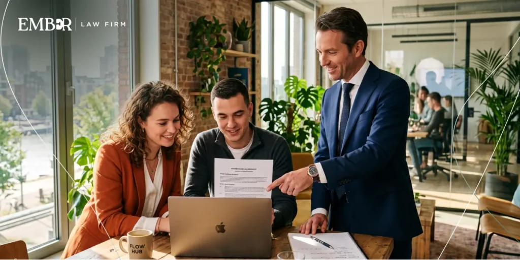 A business lawyer providing strategic legal advice for startups to a team of founders.
