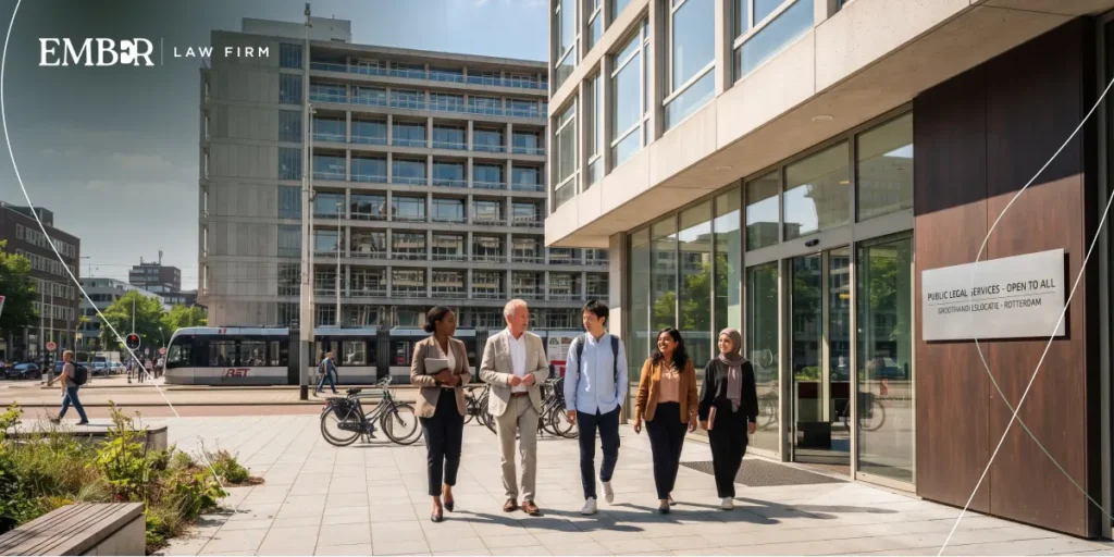 Individuals visiting the Juridisch Loket Rotterdam to seek legal assistance and advice.