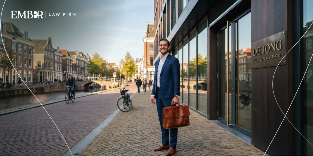 An entrepreneur successfully finding the best Nearest Legal firms for business support.